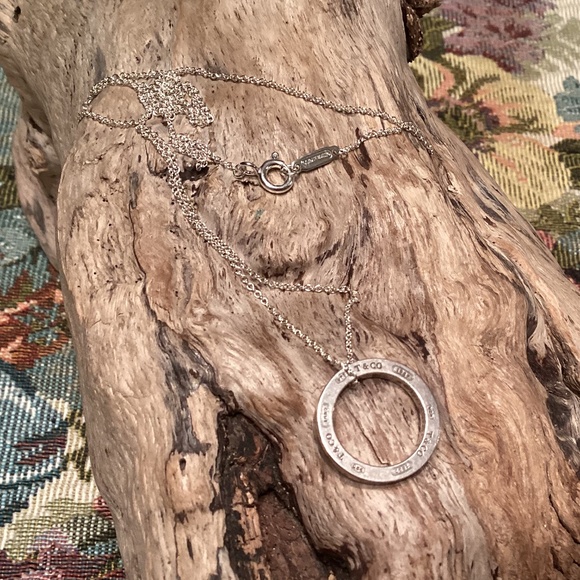 Authentic Tiffany & Co 1837 Sterling Silver Circle Pendant Necklace - Picture 2 of 4